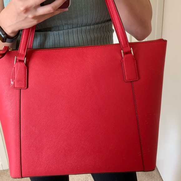 KATE SPADE CAMERON LARGE POCKET TOTE LEATHER RED - Picture 4 of 8